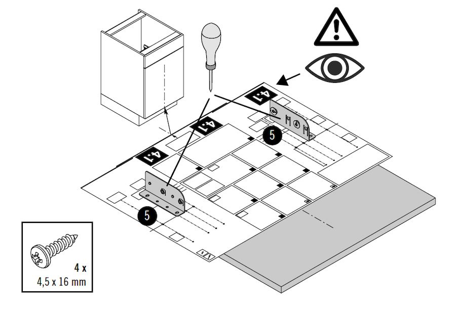 Pievienojiet kronšteinus skapja durvīm.