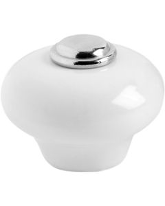 Mēbeļu Pogveida Rokturis 409-32 - Porcelāns / Niķelēts