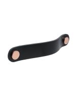 Apaļš mēbeļu rokturis Loop - āda melna / pulēts varš - Beslag Design