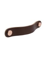Apaļš mēbeļu rokturis Loop - āda brūna / pultēs varš - Beslag Design