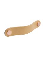 Apaļš mēbeļu rokturis Loop - āda dabīga / pultēs varš - Beslag Design