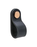Apaļš mēbeļu rokturis Loop - āda melna / pultēs varš - Beslag Design