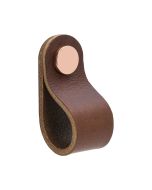 Apaļš mēbeļu rokturis Loop - āda brūna / pultēs varš - Beslag Design