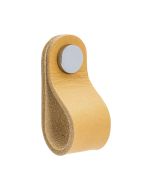 Apaļš mēbeļu rokturis Loop - āda dabīga / pultēs hroms- Beslag Design